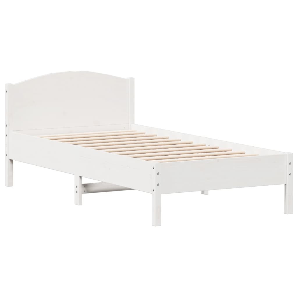 Rama łóżka bez materaca biała 75x190 cm lite drewno sosnowe