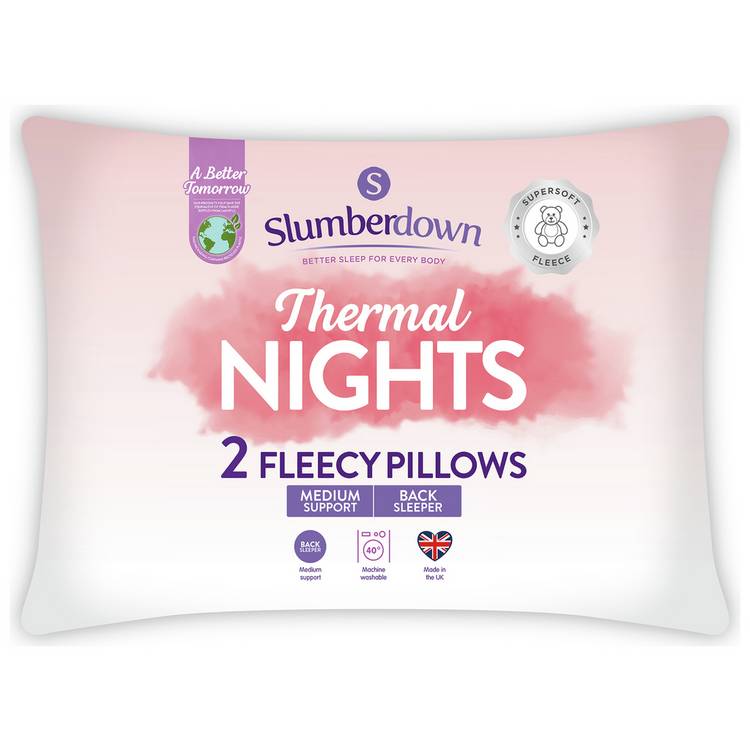Slumberdown Thermal Nights Medium Fleecy Pillow - 2 Pack