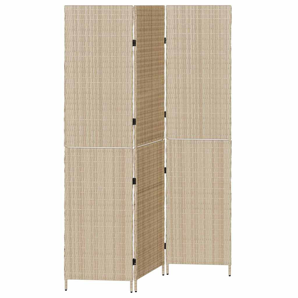 Parawan Pokojowy Składany Parawan Dekoracyjny Polirattan Beż 147 x 180 cm