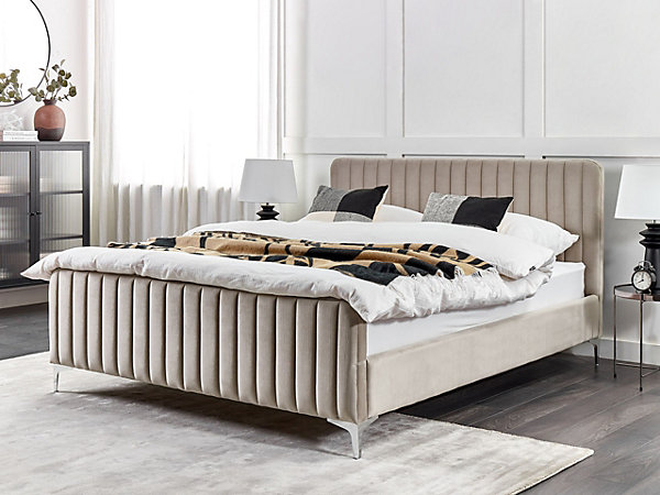 Lit avec sommier Velours LUNAN 160 x 200 cm Taupe