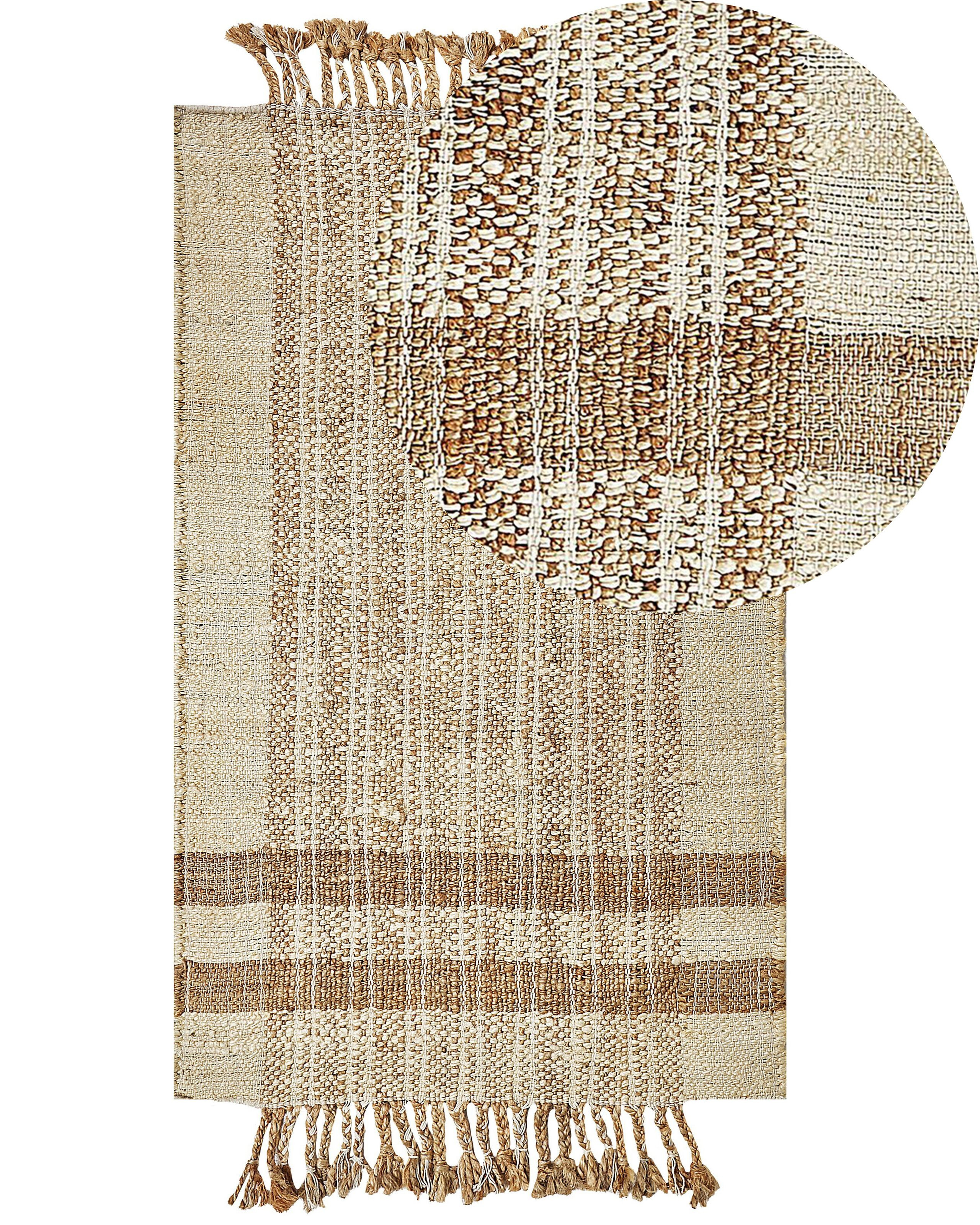 Dywan 80x150 cm z juty ręcznie pleciony beżowy