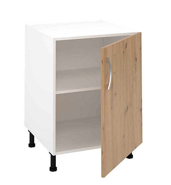 Meuble bas de cuisine avec 1 porte coloris Chêne Albar - Hauteur 85 x Longueur 60 x profondeur 58 cm