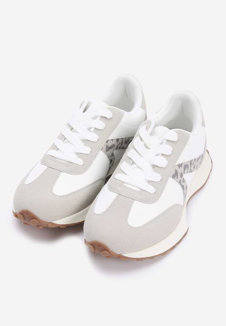 Womens White Leopard Stripe Retro Runner Trainers