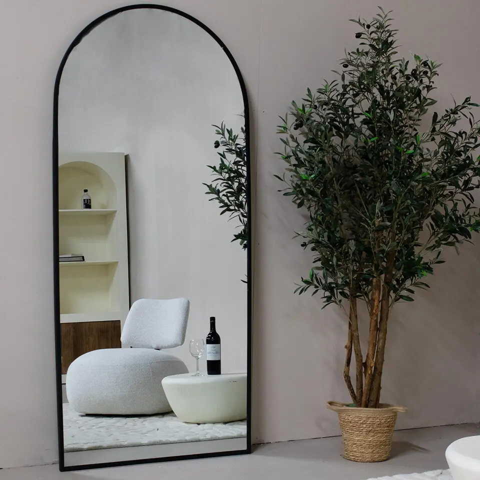 Staande Spiegel - Zwart Metaal - 80x3x180cm - Bowie