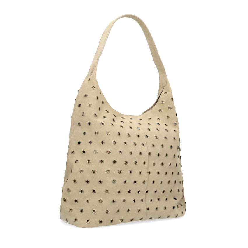 Manfield Beige suède shopper met studs