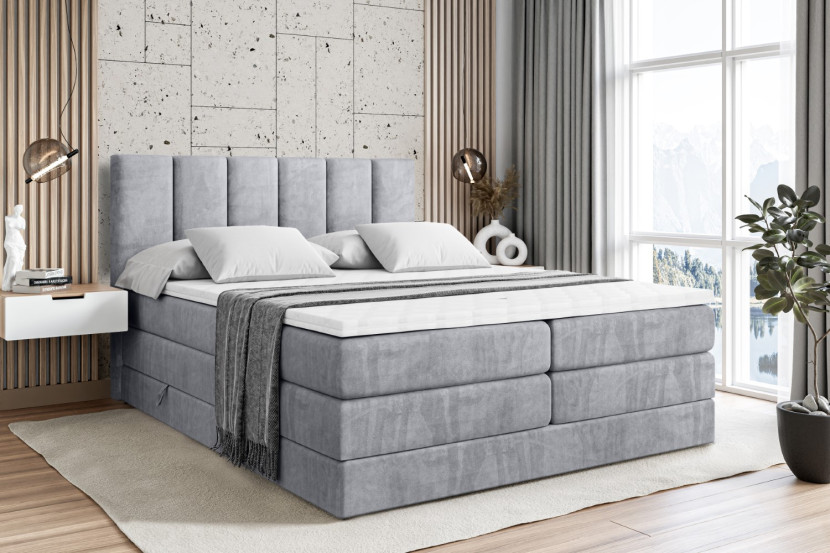 Łóżko kontynentalne z pojemnikiem i materacem H3|H4 BOXI1 KING 120x200 cm