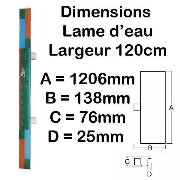 Lame d'eau Cascade chute d'eau en acrylique 120cm Piscine et fontaine bassins Compatible traitement au sel chlore
