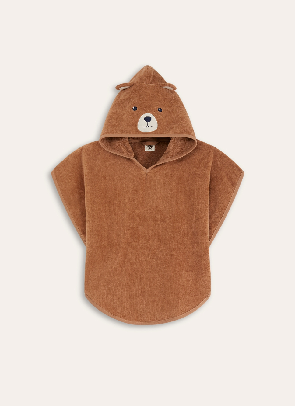 PONCHO DE BAIN ENFANT EN VELOURS ÉPONGE OURSON MARRON