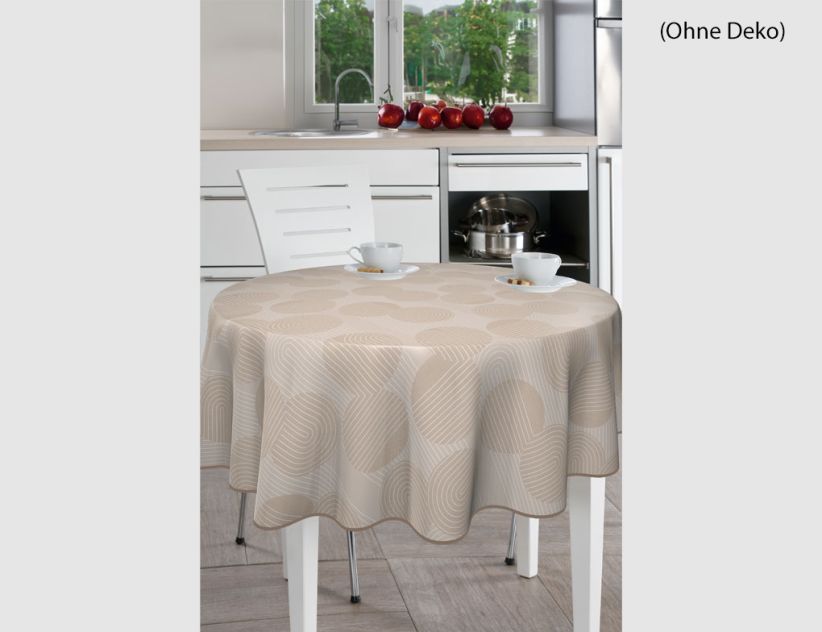 Tischdecke Paspel Kreise Beige Ø140cm