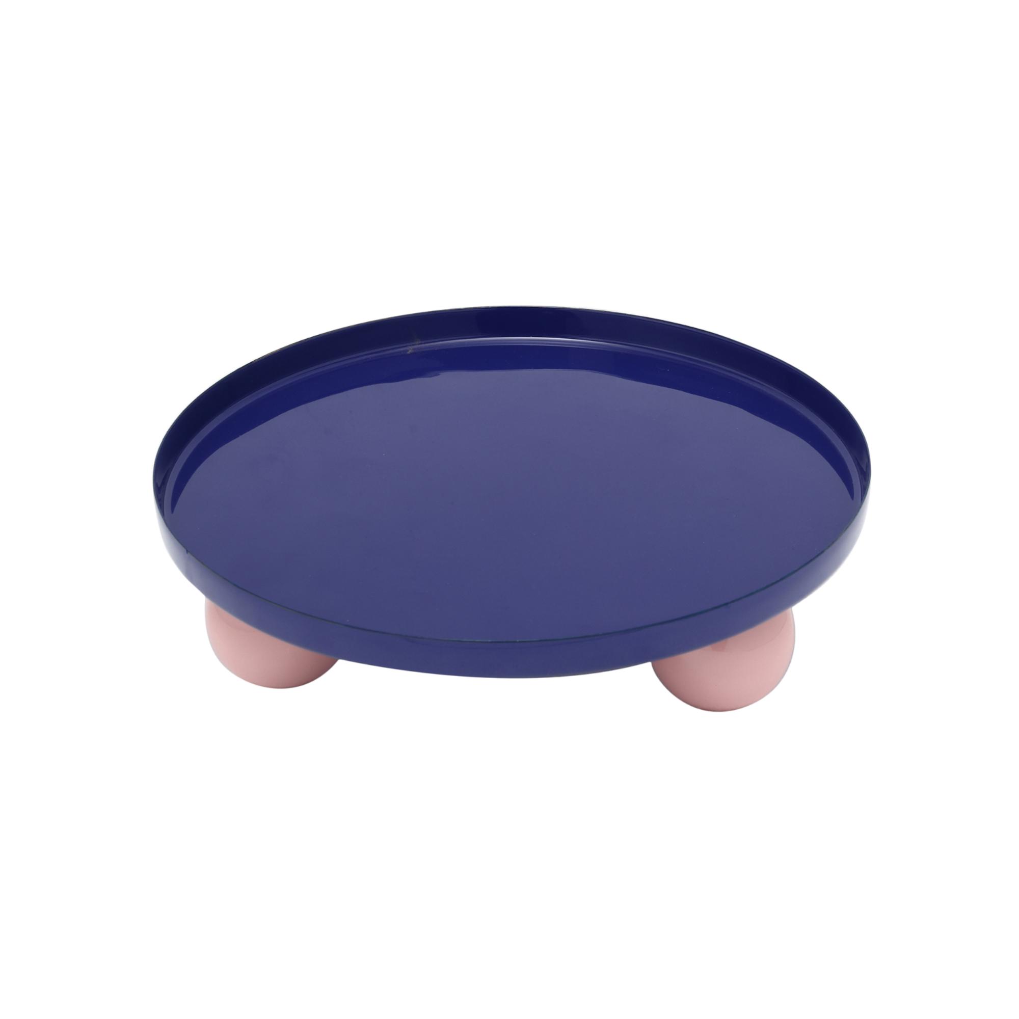 Present Time dienblad Double Funky Round Large - blauw - Ø25cm