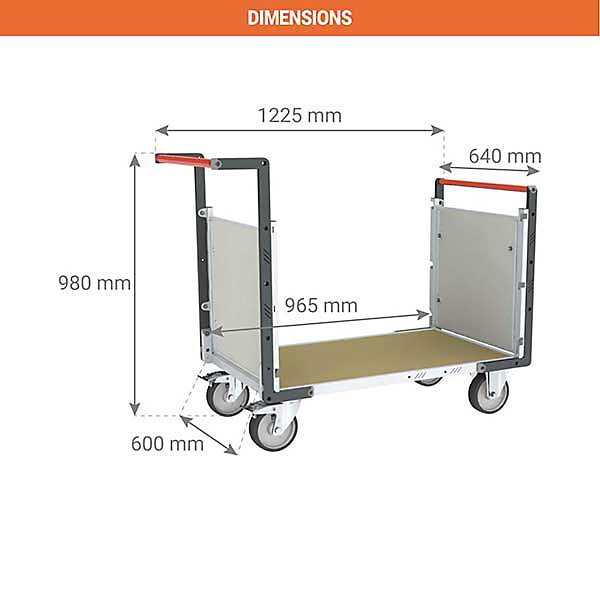 Chariot modulable à 2 côtés PVC - Plateau 965x600mm- Charge max 500kg - 806724572
