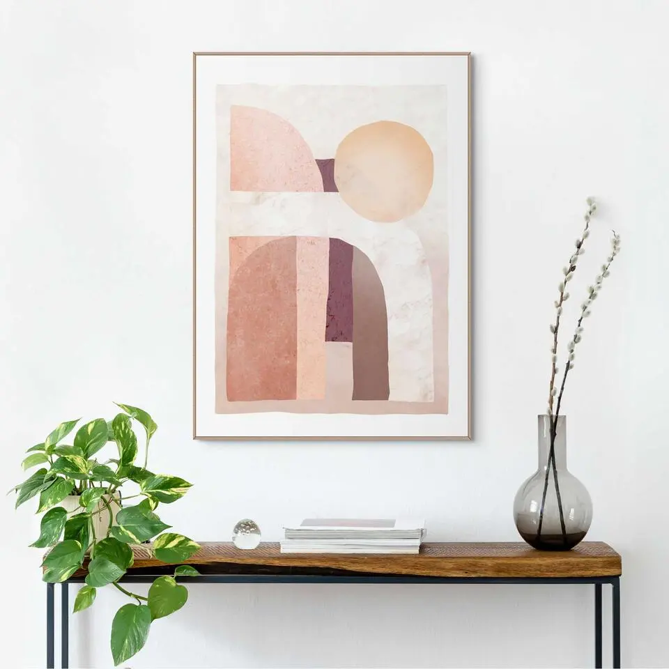 Schilderij Abstract Landschap - 70 x 50 - Beige