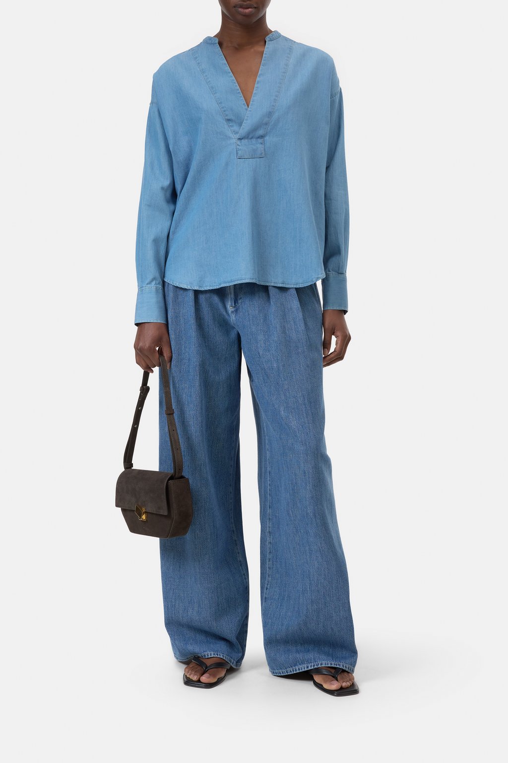 Denim-Bluse im Tunika-Look