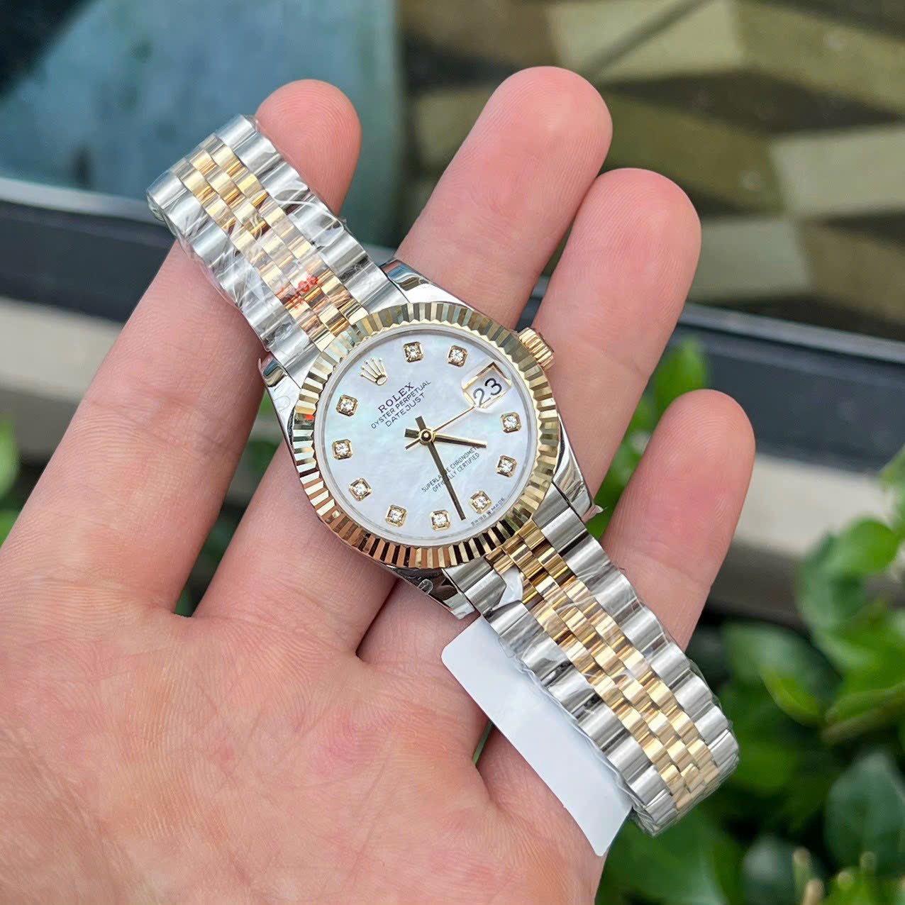 Rolex Datejust SS/YG Plated MOP Dial CZ Diamonds 31mm Jub Super Clone