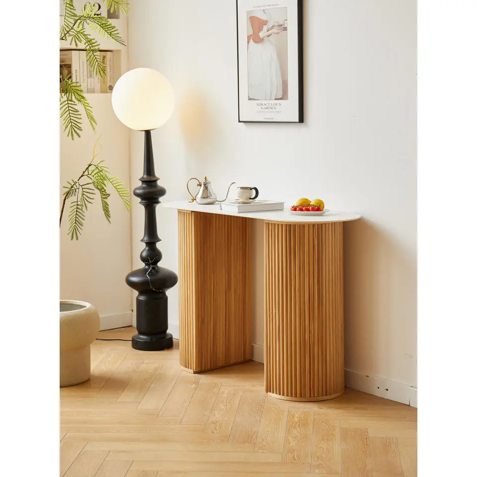 Console van hout met marmerlook blad