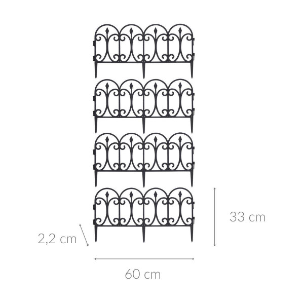 Płotki ogrodowe plastikowe, 4 sztuki, kolor