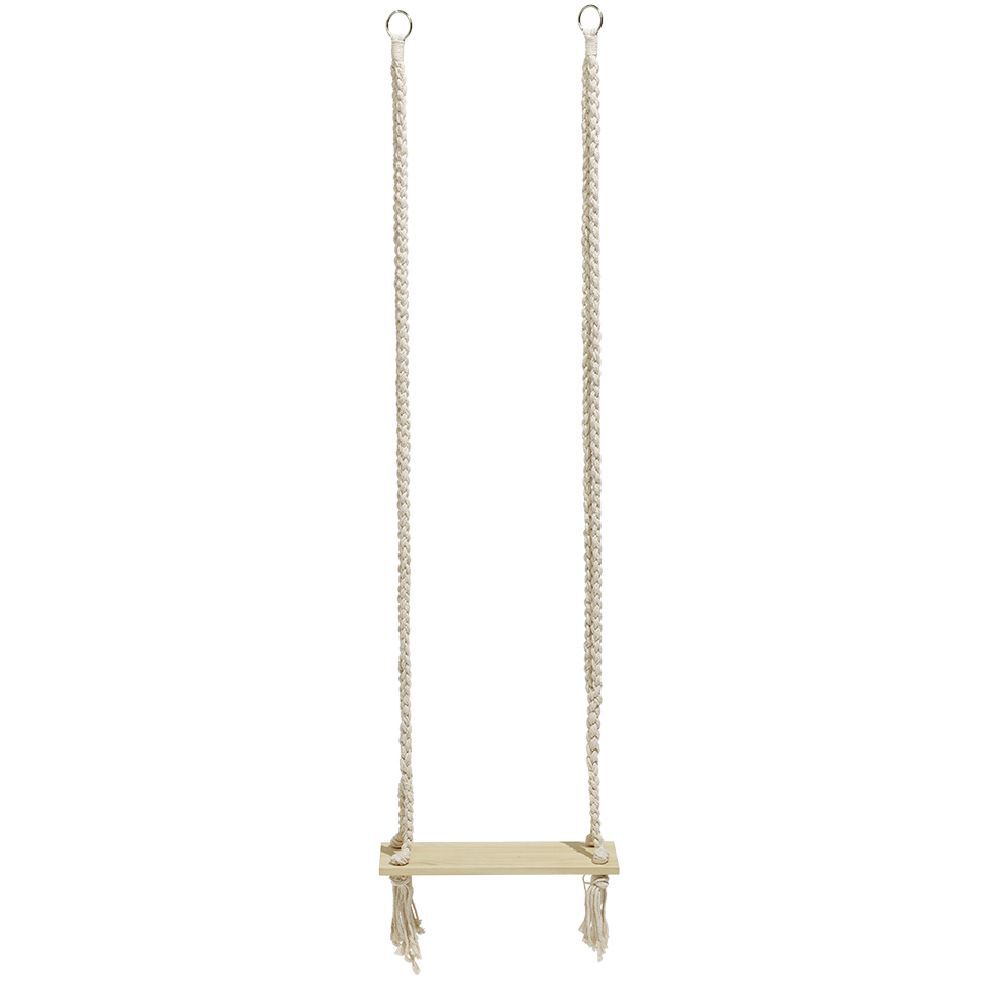 Balançoire Bali bois avec corde blanc crème 55x20xH220cm