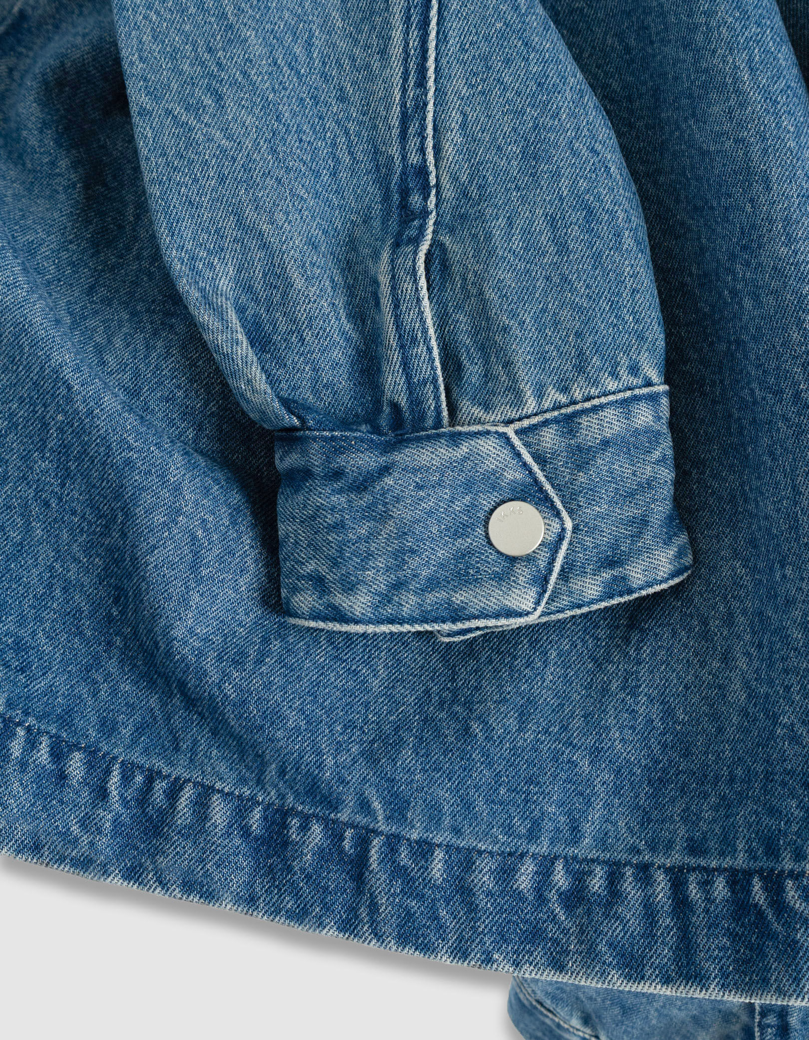 Veste en jean bleu col velours écru Femme
