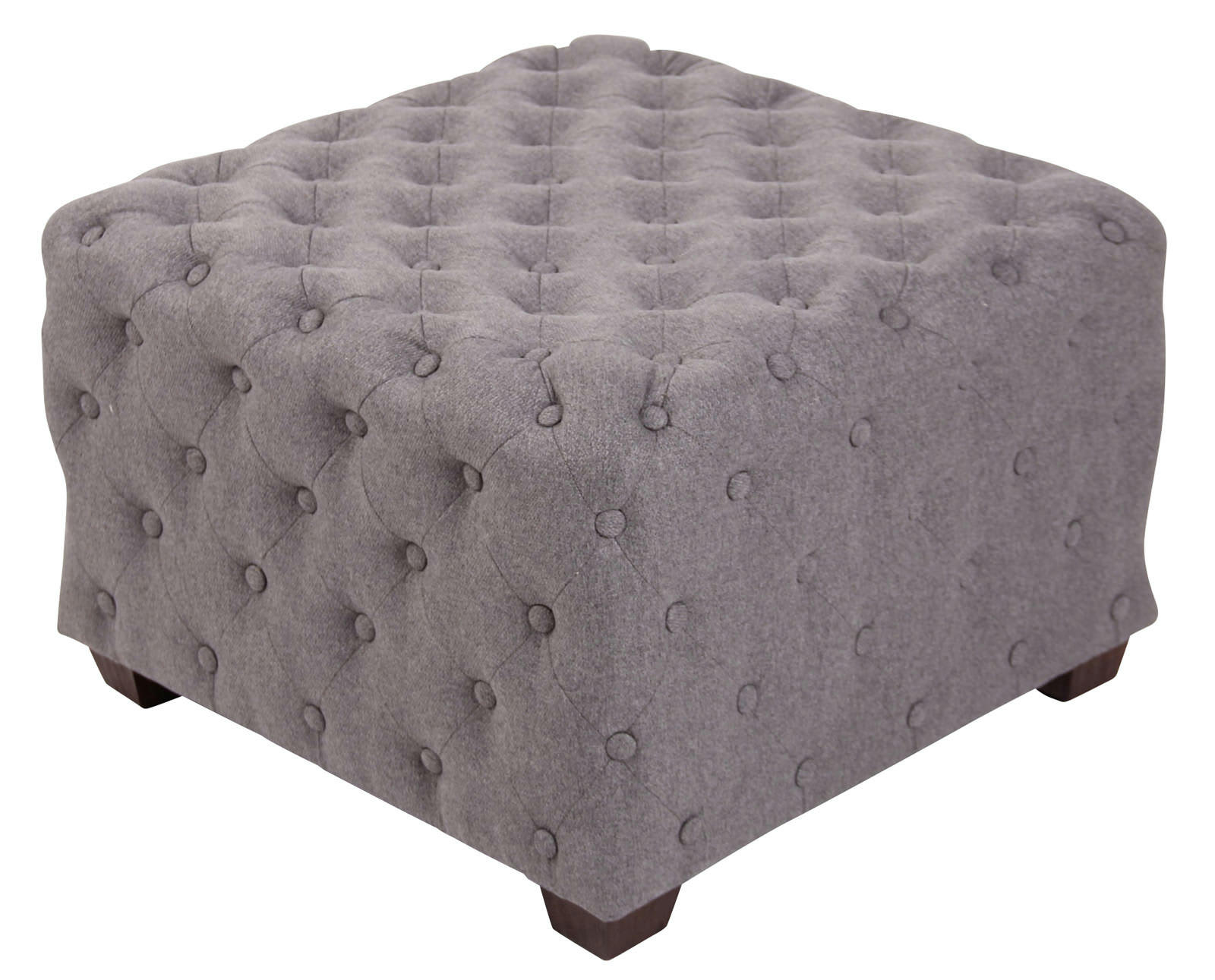 NIMES - Tabouret bas carré capitonné en tissu Gris