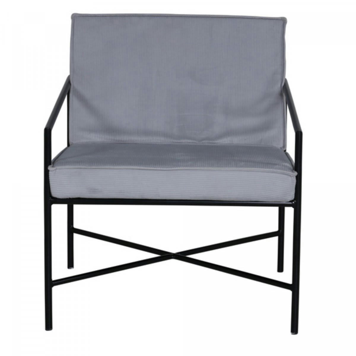 RAPHAEL - Fauteuil minimaliste en velours côtelé et métal noir