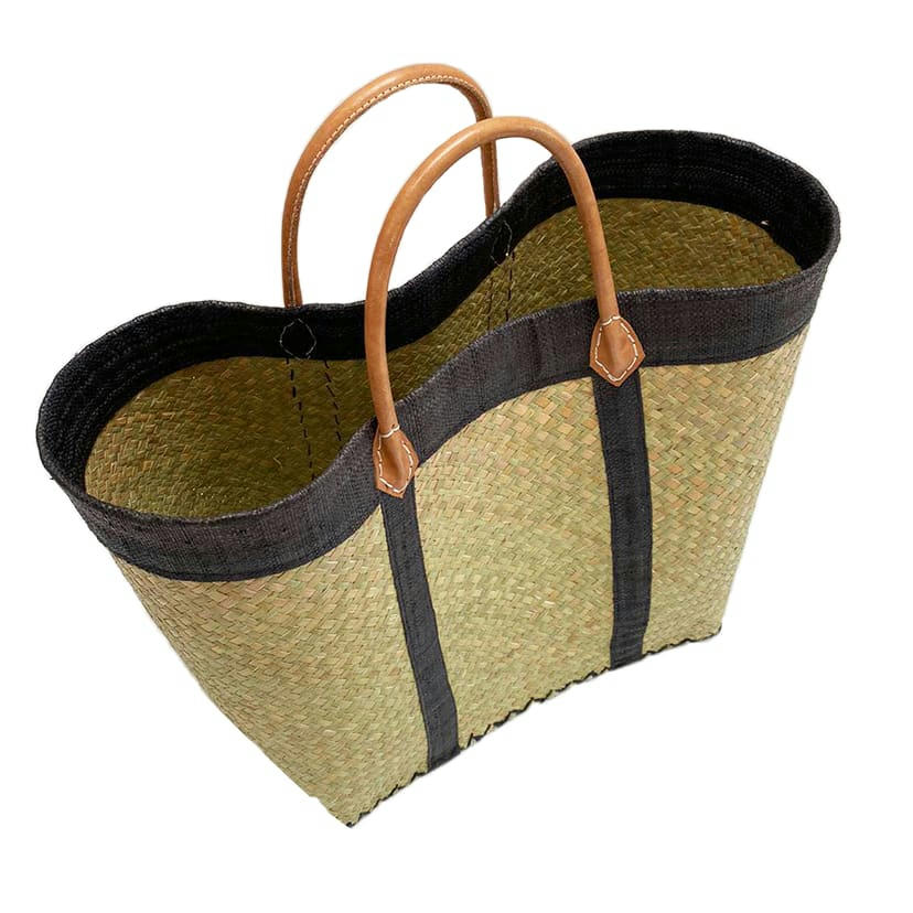 panier artisanal tsimgy - Panier jonc Tsimgy noir taille XL