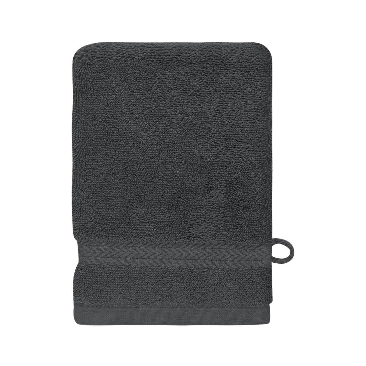 LUXURY - Lot de 3 gants de toilette 550gr/m²  anthracite 16x22 cm