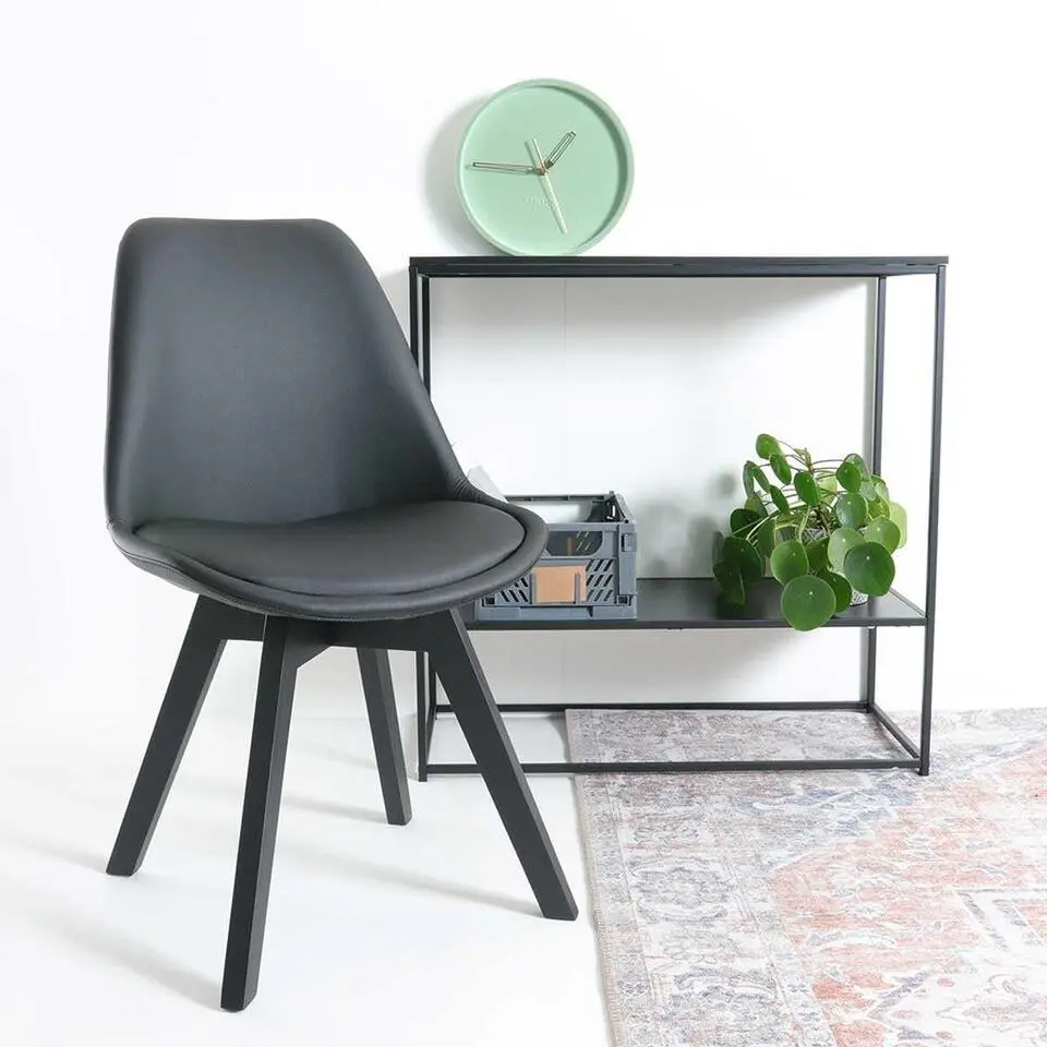 Essence Madera eetkamerstoel zwart - Zwart onderstel - Set van 2