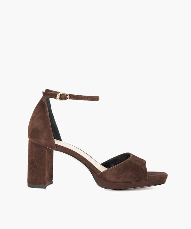 Malmara Brown - Block Heel Ankle Strap Platform Sandals
