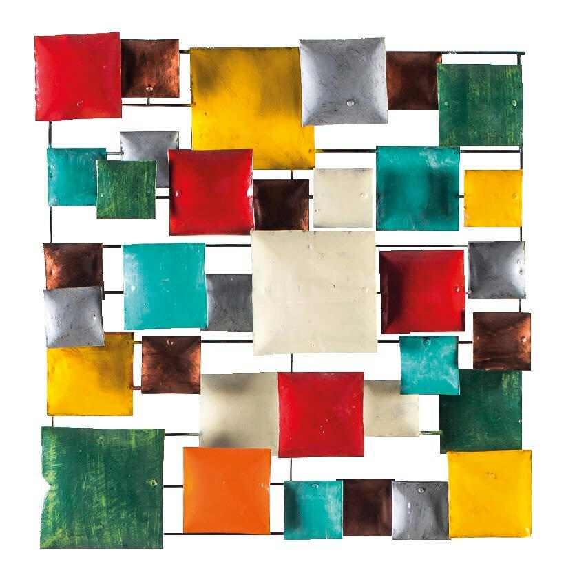 BIG-BEL - Décoration murale en métal, square multicolore 50x50