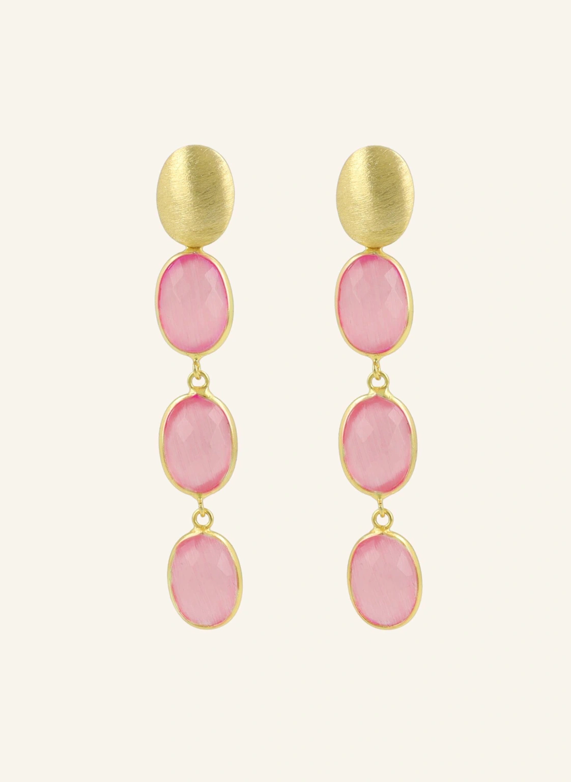 LOTT.gioielli Ohrhänger APRIL CE QU THREE FRAMED STONES SUNSET PINK by GLAMBOU