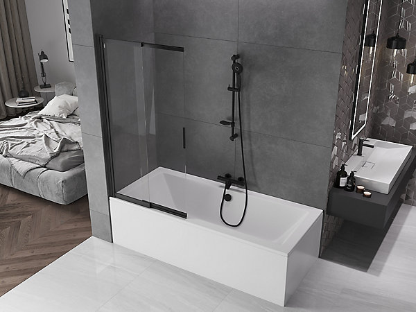 Mexen Fox paroi de douche 2 volets coulissante 85 x 150 cm, transparent, noir - 891-085-002-70-00