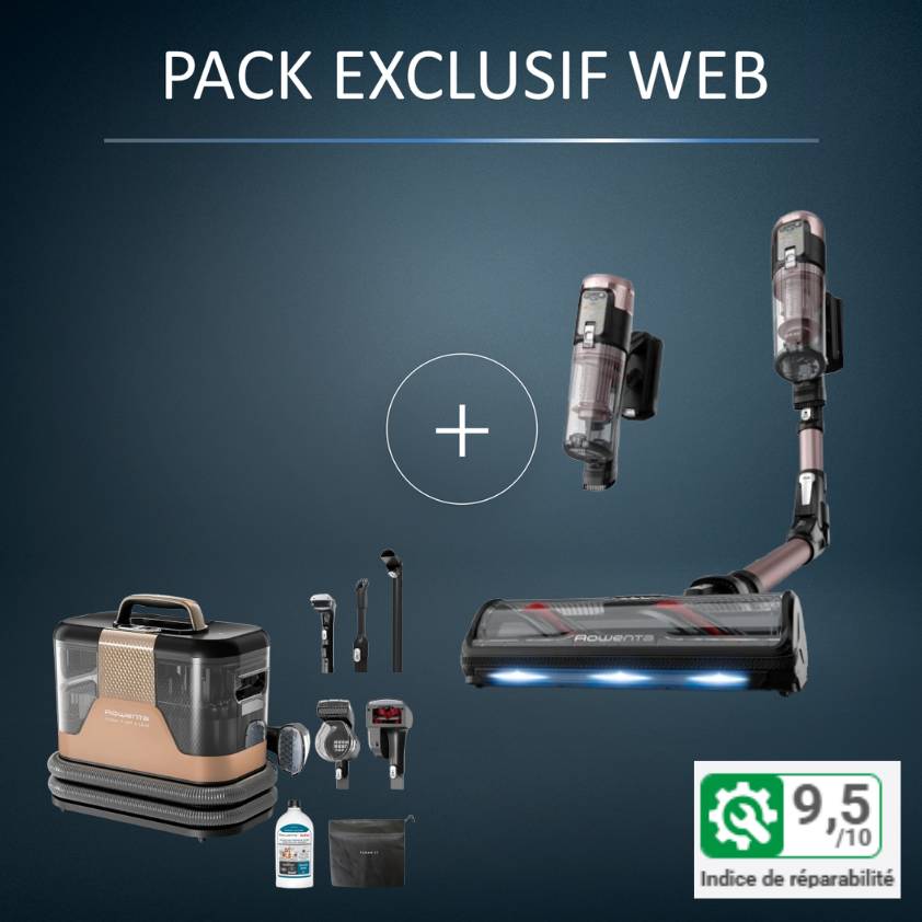 Pack Exclusif Web Premium - Aspirateur balais X-Force Flex 16.60   Shampouineuse Clean-It Hot & Cold