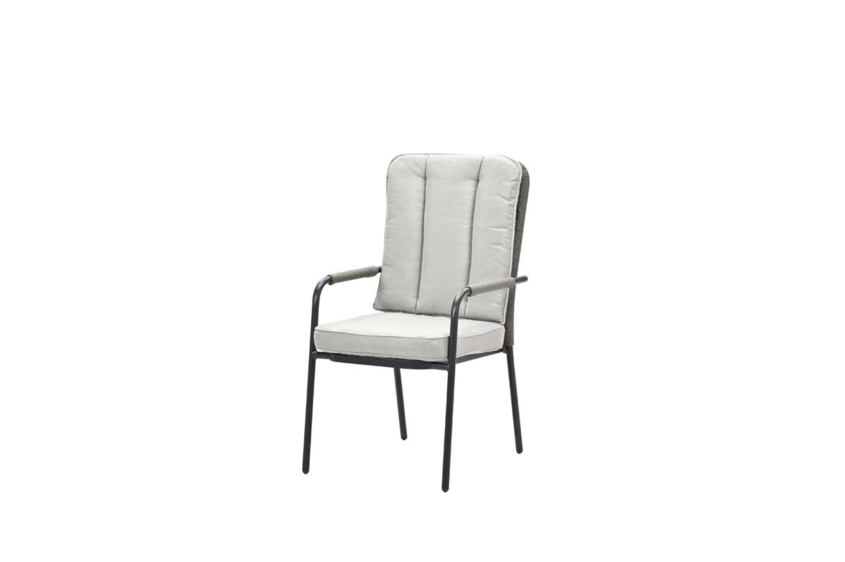 Venice dining fauteuil - carbon black - rope taupe - desert sand