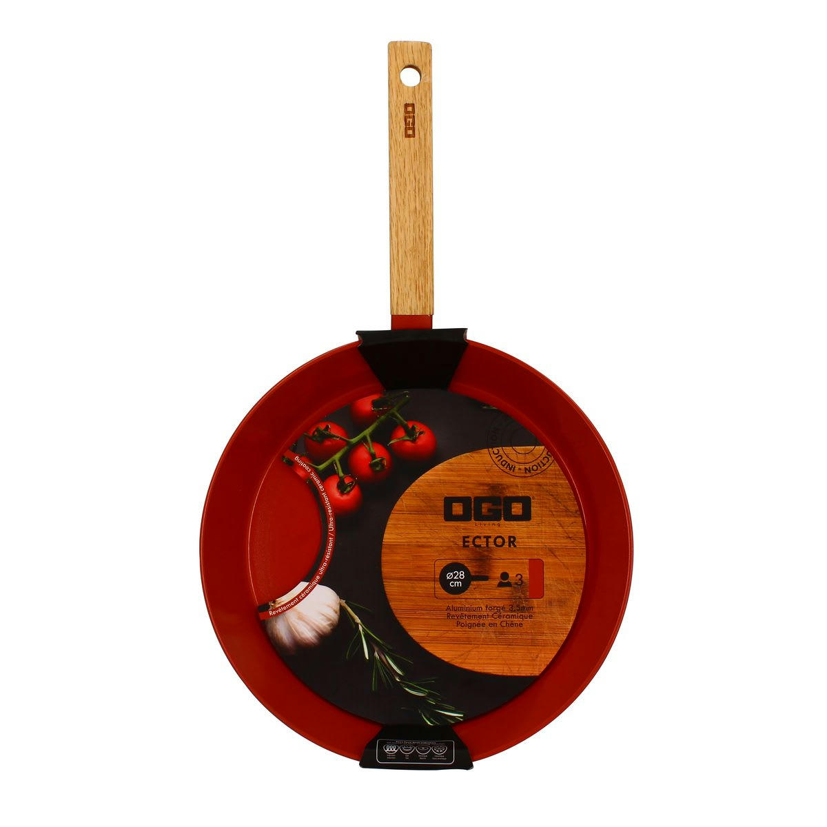 ECTOR - Poêle en aluminium/céramique paprika Ø28cm - compatible induction