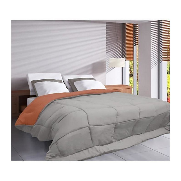 Couette légère réversible bicolore en microfibre 200 gr/m² (200x200 cm - Orange)