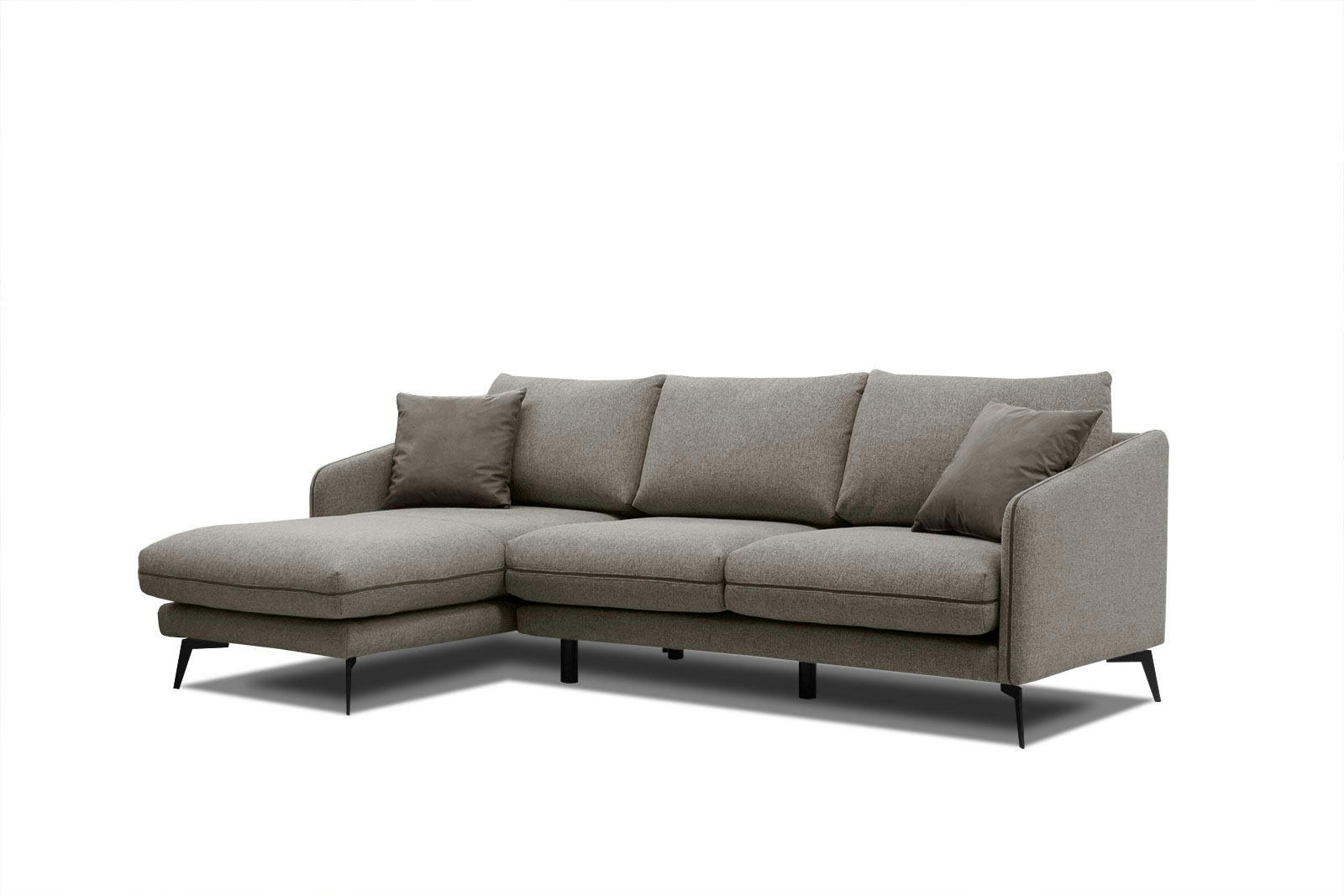 SOGEL - Canapé d'angle gauche 4 places tissu taupe