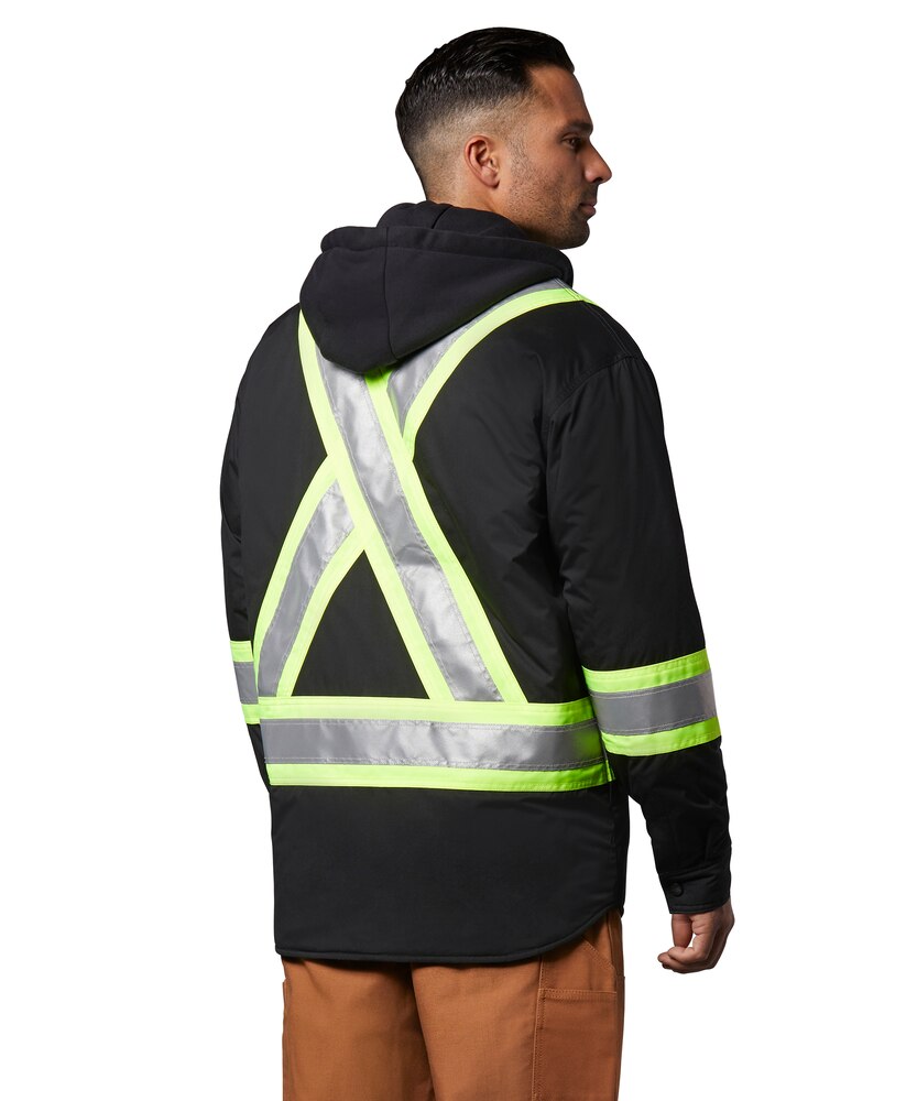 Dakota WorkPro Series Men's Class 1 Hi Vis Hooded Quilted Jac Shirt - Black