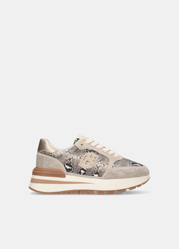 Sneakers in pitone con strass