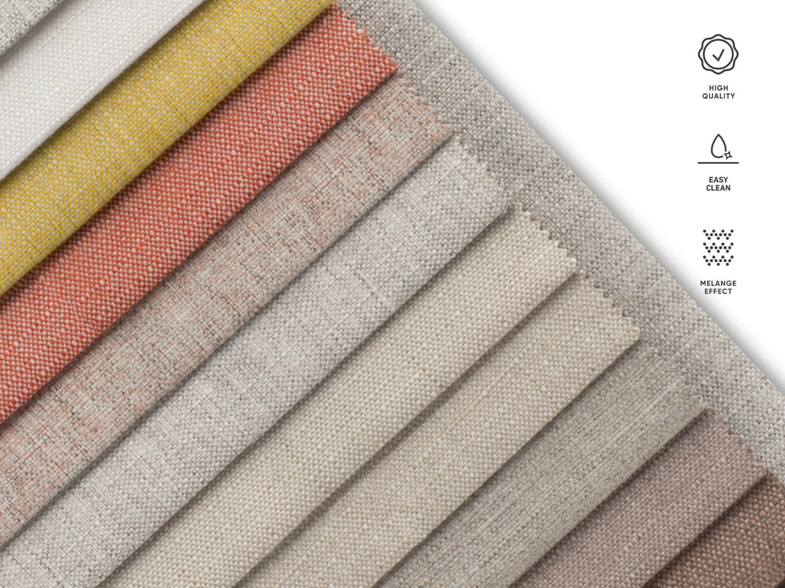 TENDANCE - Canapé Panoramique 5 places en Tissu Structurel Marron Clair