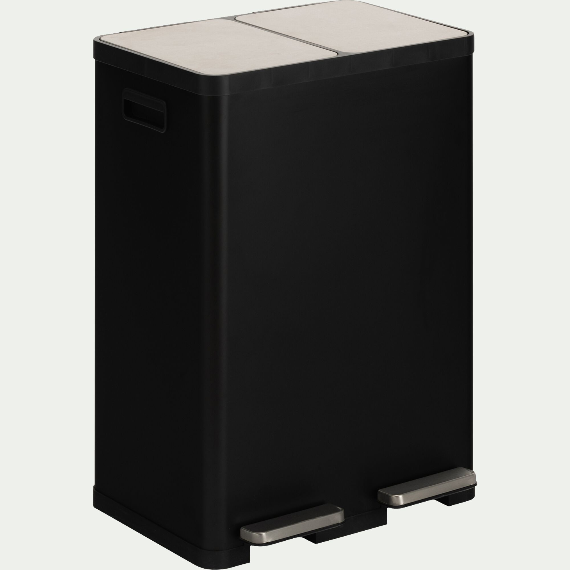 LUDER - Poubelle de tri double en plastique 2x30L - noir