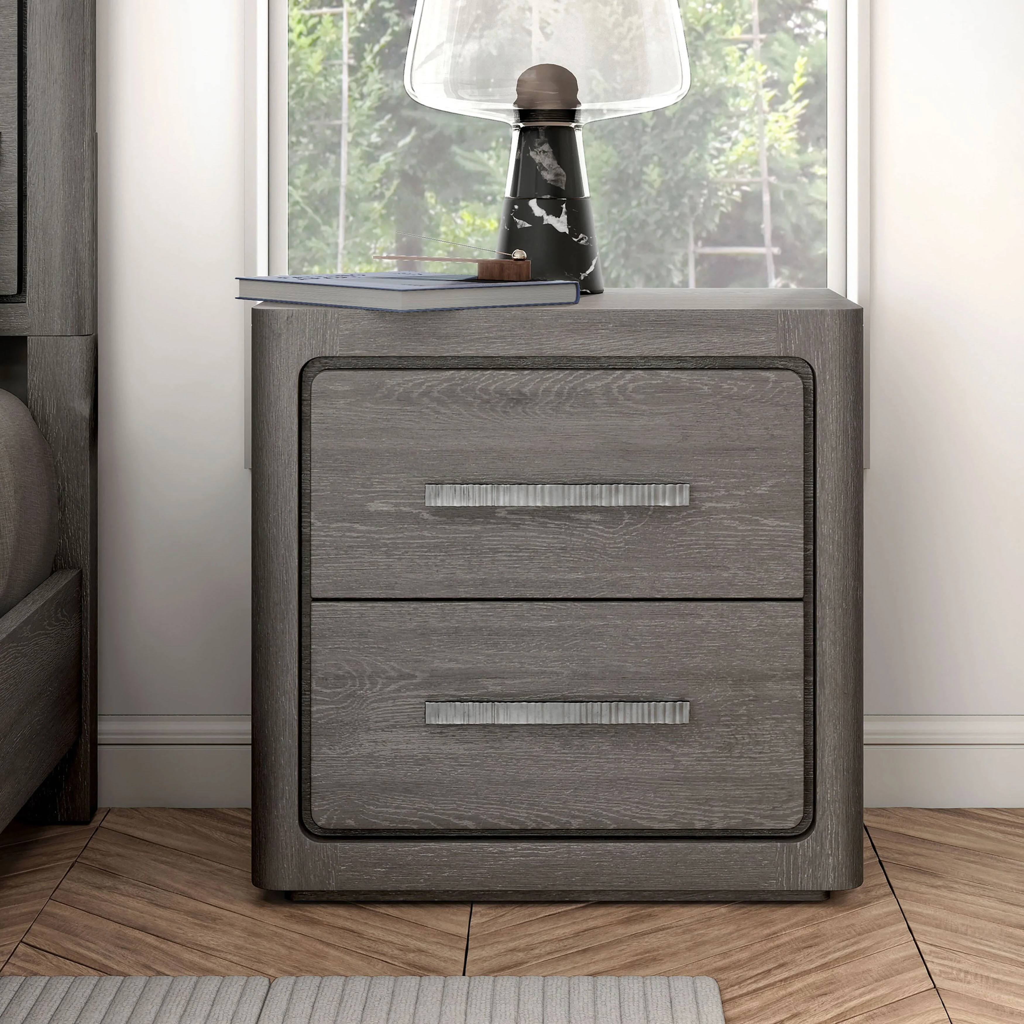 Furniture of America Sorelle Modern Solid Wood Nightstand with USB Ports