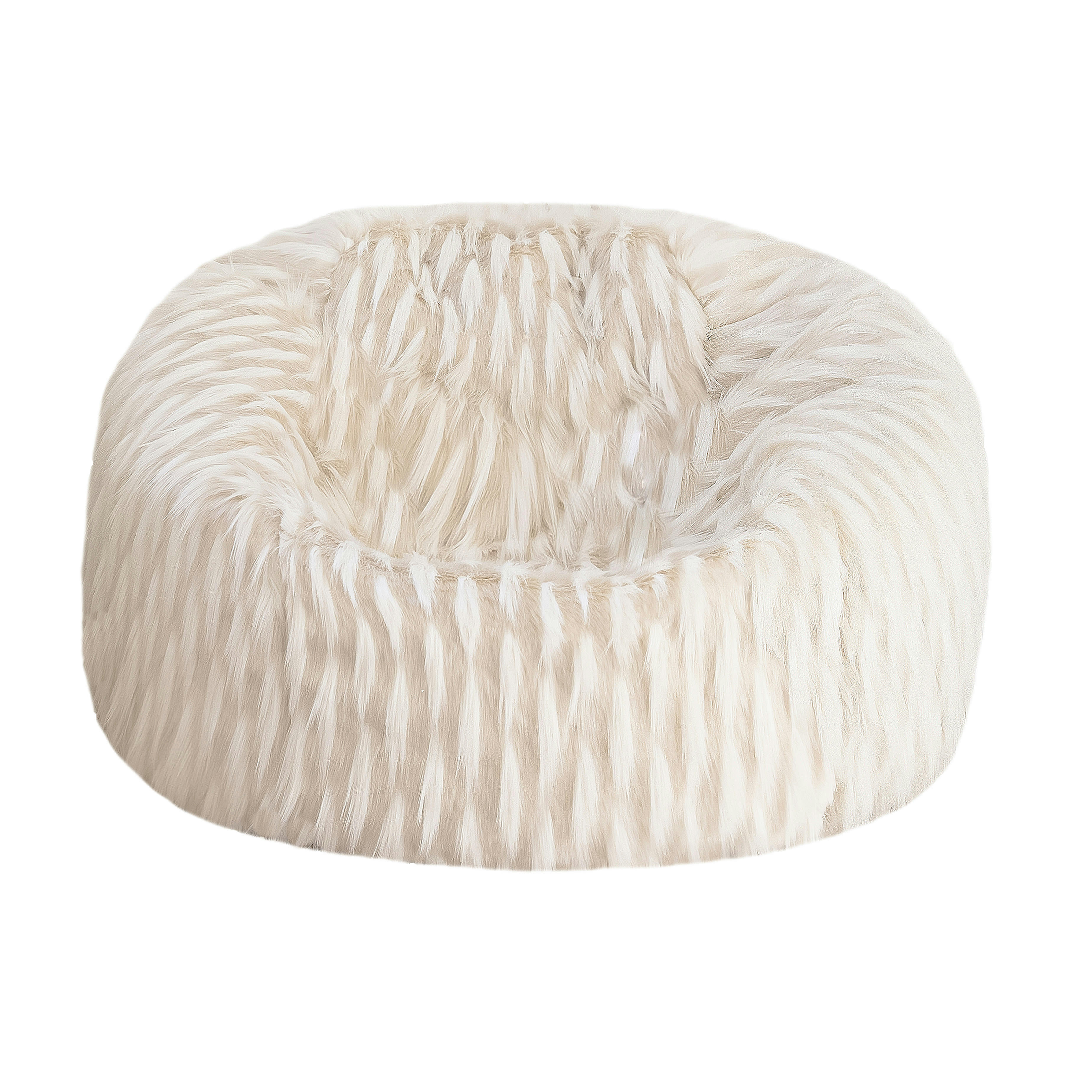 - Pouf en fausse fourrure blanc
