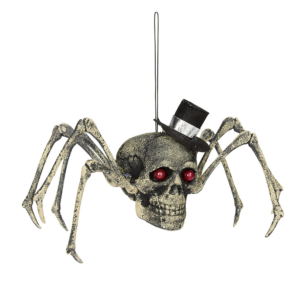 Araignée à suspendre Halloween avec tête de mort
