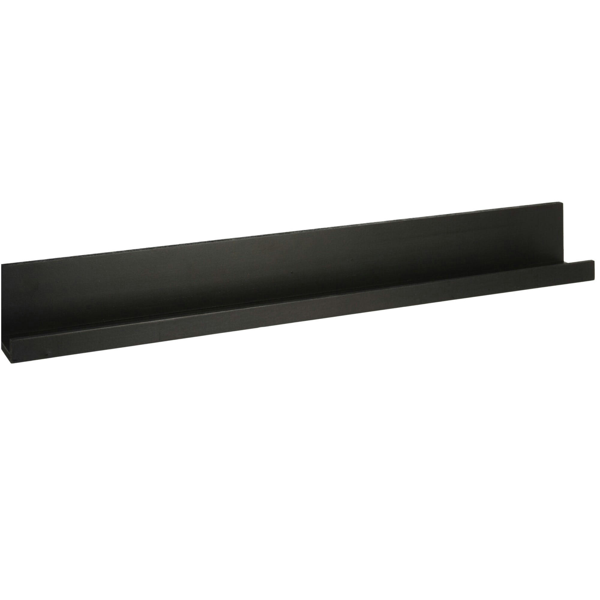 - Étagère murale étroite minimaliste bois noir 58x6x6.8cm
