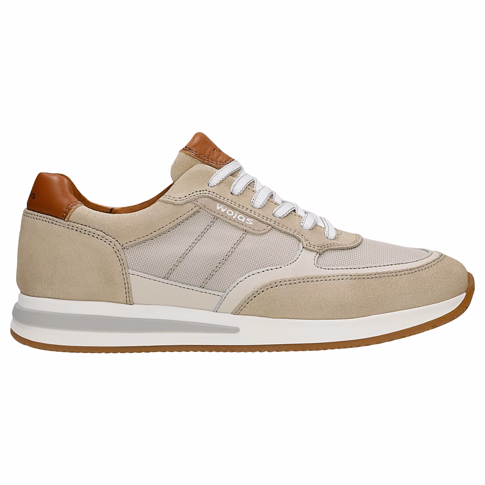Beżowe męskie sneakersy z brązowymi wstawkami