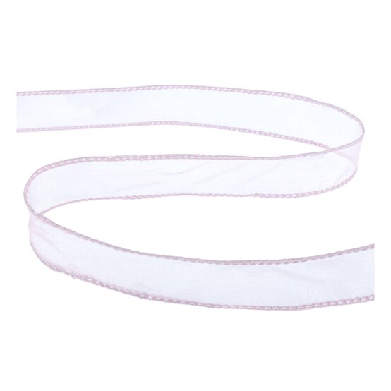 Pale Pink Wire Edge Organza Ribbon 25mm x 3m