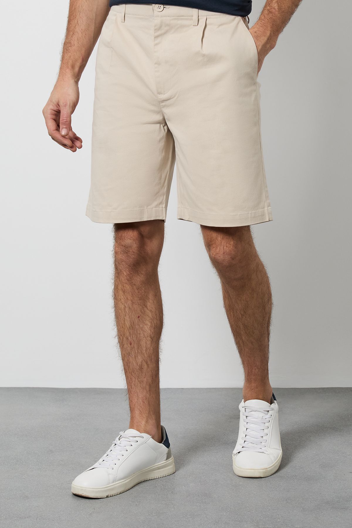 Burton Beige Pleat Front Smart Chino Shorts