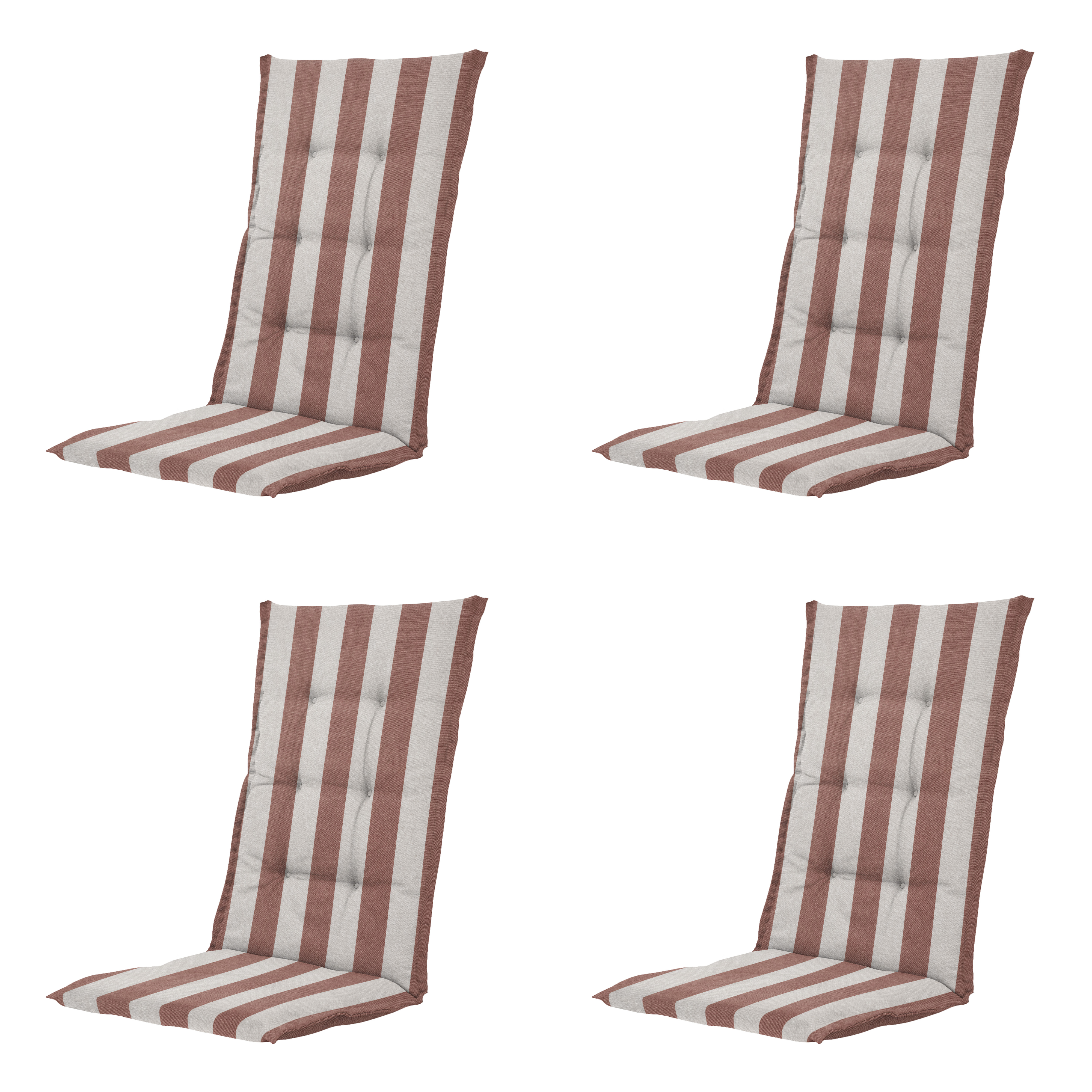 Madison tuinstoelkussen hoge rug Amora - bruin - 123x50x5cm - set van 4