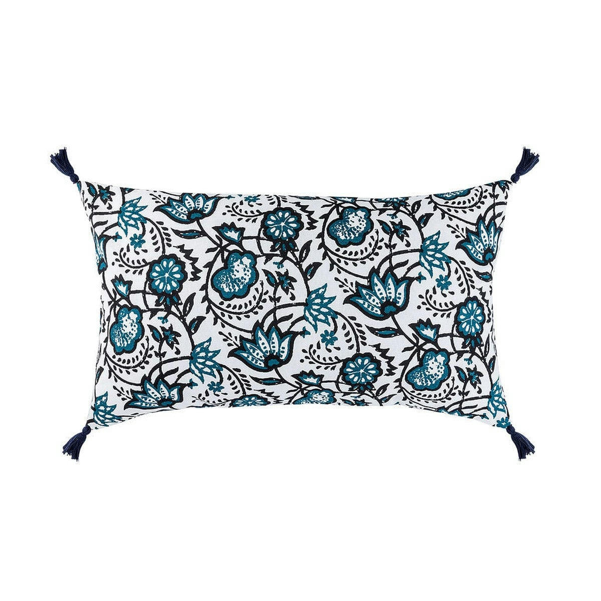 CARMA - Coussin rectangulaire coton  50x30 bleu peacock
