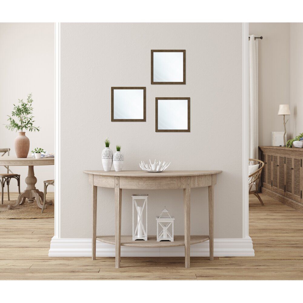 Miroir carré x3 en bois brun 22x22cm